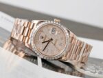 Rolex Day-Date Gold Wrapped + Moissanite Baguette Diamonds Replica Watch GMF 40mm - Image 4