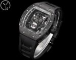 Best Richard Mille RM 052 Replica Black Carbon Fiber Case Watch ?C Men’s Luxury Watch With Skeleton Skull Dial - Image 2