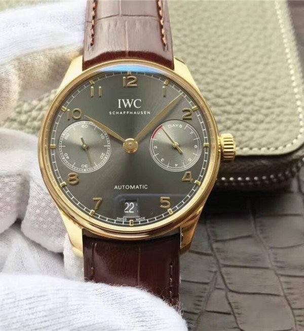 35FEF5B5-E94D-A1BE-DBF4-D80F5F5C563D.jpg Replica IWC ZF Portuguese IW5001 YG Gray Dial Leather Strap - Image 1