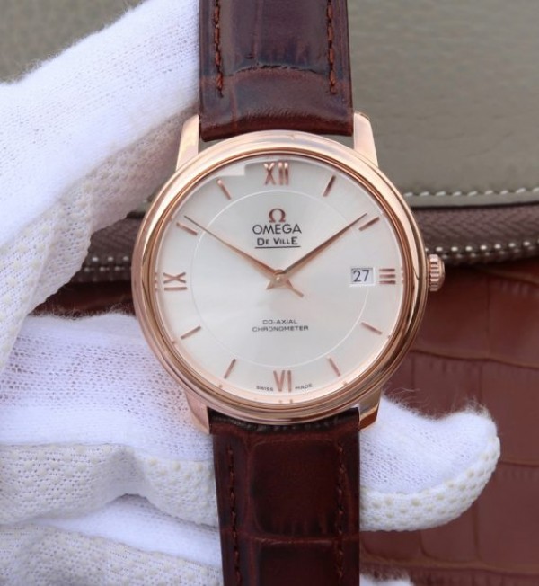 363B7170-6C95-E8C0-F256-FCCAC193FAF6.jpg Replica Omega V6 De Ville 37mm RG White Dial RG Markers Leather Strap A2892 - Image 1