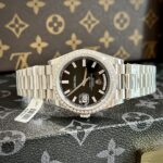 Rolex Day-Date Replica Watch Black Dial Custom Moissanite Diamonds 40mm - Image 2