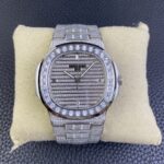 Fake diamond watch Patek Philippe Replica Nautilus Date Sweep Seconds White Gold/Diamonds Dial & Bezel 5719/10G-010 TWF(1:1 replica) - Image 2
