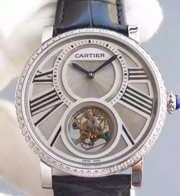 375877C7-72BF-6ED4-A4F1-BB6A4CEC3979.jpg Replica Cartier Rotonde De Cartier Tourbillon SS Diamonds Bezel - Image 1