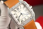 Cartier Santos White Dial Replica Watch Custom Diamonds Moissanite BV Factory 39.8mm - Image 5