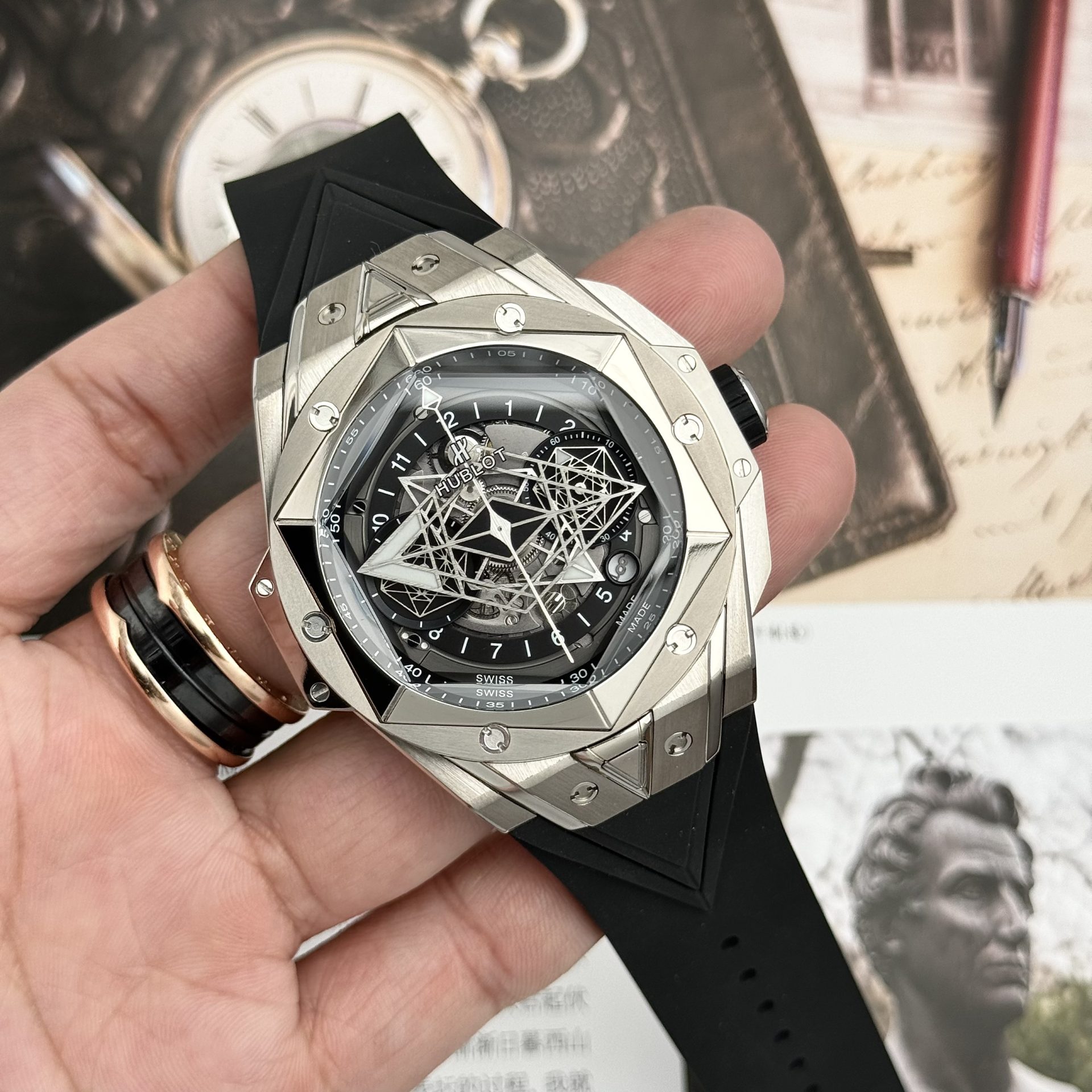 383D65D7-0009-0831-2072-E7B823231C9B.jpg Hublot Replica Watch Big Bang Sang Bleu II Titanium Black Dial BBF 45mm - Image 1