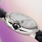 Cartier Ballon Bleu Women s Replica 11 Watch White Dial Black Leather Strap 28mm - Image 7