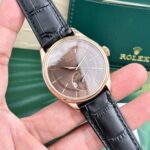 Rolex Replica Watch Cellini 50525 Chocolate Dial Leather Strap 39mm - Image 2