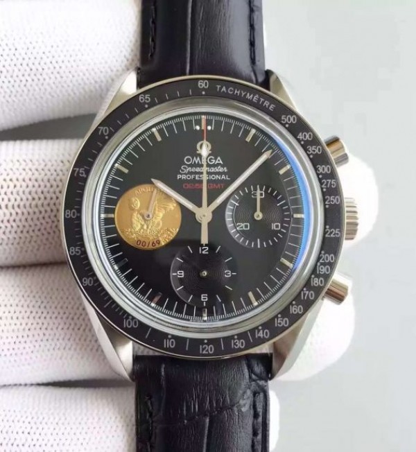 39D0F275-042D-0C0E-8D7E-C95900398EC2.jpg Replica Omega Speedmaster Apollo 11 40th anniversary Black Dial Leather Manual Winding - Image 1
