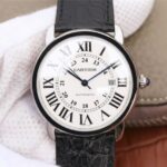 Replica Cartier ZF Ronde de Cartier 42mm White Dial Leather Strap MIYOTA 9015