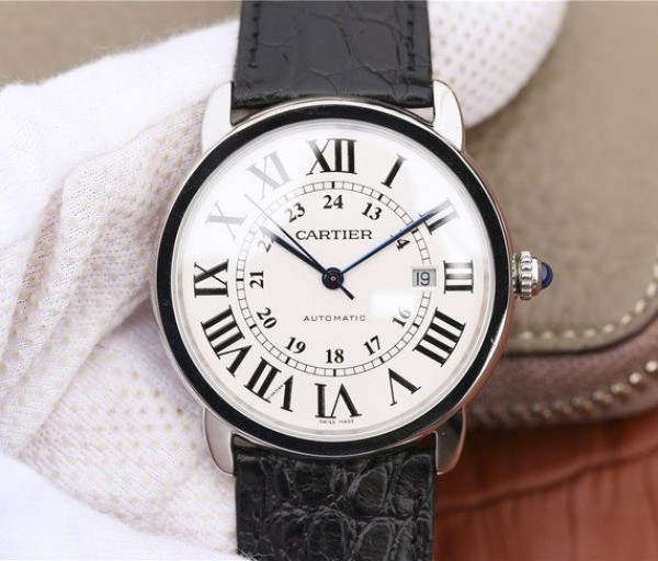 39F69491-97BB-644E-700D-EB6F3ED23988.jpg Replica Cartier ZF Ronde de Cartier 42mm White Dial Leather Strap MIYOTA 9015 - Image 1