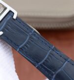 Replica Cartier Tank MC SS Blue Textured Dial Diamonds Bezel Leather Strap - Image 7