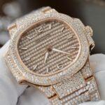 Patek Philippe Nautilus 7118 Replica Watch Gold Wrapped + Moissanite Diamonds Custom 35.2mm - Image 5