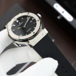 Hublot Classic Fusion Titanium Dial Black Replica Watch Movement SW300 Rubber Strap 42mm - Image 5