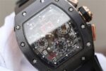 Replica Richard Mille RM011 RG Black Ceramic Chrono Skeleton Dial Black Rubber Strap A7750 - Image 2