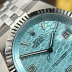 Rolex Land-Dweller 127336 Ice Blue   Honeycomb Motif Dial Best Fake Watches 40mm - Image 7