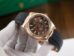 Rolex Replica 1:1 Watch Sky Dweller Chocolate Dial Rubber Strap 42mm - Image 3