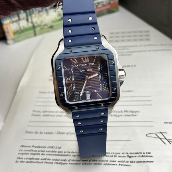3CEFE07D-8192-49C7-C5E2-CBB3D1E3C2C6.jpg Cartier Replica 1:1 Watch Santos WSSA0030 Blue Dial Rubber Strap 39.8mm - Image 1