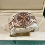 Rolex Fake Watch Day-Date Dial Chocolate Moissanite Diamonds Custom 40mm - Image 4