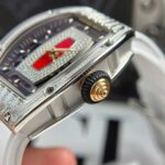 Richard Mille RM07-01 Best Replica Watches Diamonds White Rubber Strap ZF Factory 36mm - Image 6