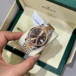 Rolex DateJust Dial Chocolate Replica Watch Custom Gold Wrapped GM Factory 41mm - Image 3