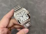 Fake cartier watch Santos large model mechanical movement Silver Dial Stainless Steel WSSA0018 BVF(1:1 replica) - Image 6