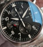 Replica IWC V6 Pilot Chrono IW377704 Black Dial SS Bracelet A7750 - Image 3