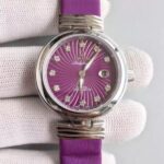 Replica Omega De Ville Lady SS Purple Dial Leather Strap A8520