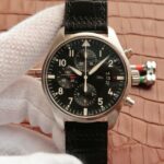 Replica IWC Pilot  Chrono IW377701 Black Dial Leather Strap