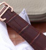 Replica Cartier Tank MC RG White Textured Dial Diamonds Bezel Leather Strap - Image 7