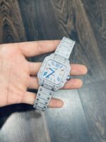 Cartier Santos Replica Watch Full CZ Metal Wire 39.8mm - Image 2
