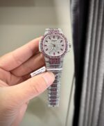 Patek Philippe Nautilus 7118 Replica 11 Watch Ruby Red + Moissanite Diamonds 35.2mm - Image 3