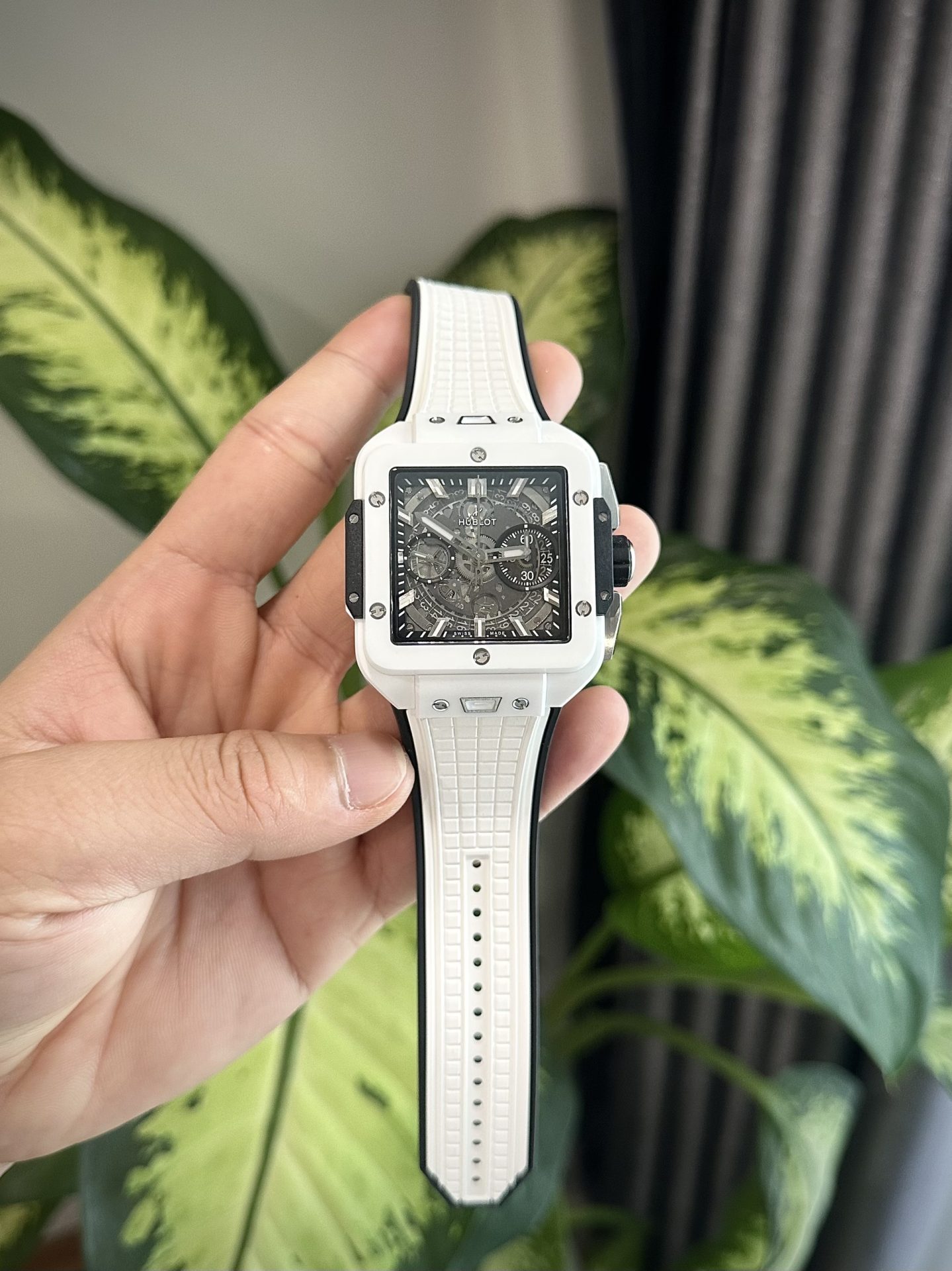 44B3BF17-372C-DB5D-5909-6A4A42B16EE2.jpg Hublot Replica Watches Square Bang Unico Ceramic White BBF Factory 42mm - Image 1