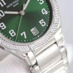 Fake Diamond Watch For Women Patek Philippe Replica Twenty~4 Ladies Stainless Steel Olive Green Dial 7300/1200A-011(1:1 replica) - Image 5