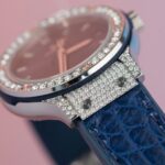 Hublot Replica 11 Watch Classic Fusion Women s Full Diamond Moissanite Blue 33mm - Image 6