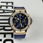 Hublot Replica 1:1 Watch Big Bang Chronograph Blue With Moissanite Bezel 44mm