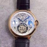 Replica Cartier Ballon Bleu Skeleton Tourbillon RG White Dial
