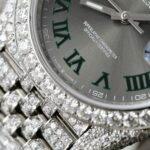 Rolex DateJust Best Copies Watch Dial Wimbledon Encrusted Moissanite Hong Kong 41mm - Image 5