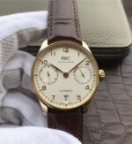 Replica IWC ZF Portuguese IW500101 YG White Dial Leather Strap A52010