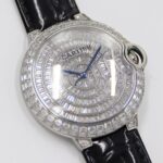Cartier Blue Balloon Square Diamonds Full Sky Watch-White-Leather-42mm(1:1 replica)