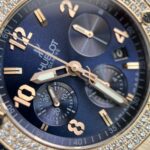 Hublot Replica 1:1 Watch Big Bang Chronograph Blue With Moissanite Bezel 44mm - Image 4