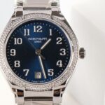 Fake Diamond Watch Replica Patek Philippe Twenty~4 Ladies Stainless Steel Blue Sunburst Dial 7300/1200A-001(1:1 replica) - Image 3