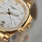 Patek Philippe Nautilus 7118 Best Replica Watches White Dial Bezel Moissanite Diamonds 35.2mm - Image 6