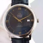 Replica Omega MKF De Ville 39.5mm SS Blue Dial Blue Leather Strap A8500