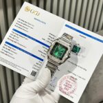 Cartier Santos Replica Watch Custom Moissanite Diamonds Dial Green BV Factory 39.8mm