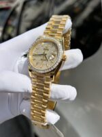Rolex Day-Date Replica Watch Diamond Moissanite Baguette Gold Wrapped 40mm - Image 5
