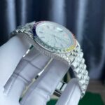 Rolex DateJust Replica Watch Full Moissanite Diamonds Hong Kong Dial Blue 41mm - Image 8