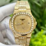 Patek Philippe Nautilus 5719 Replica 1:1 Watch With Full Stone Yellow Gold Plated 3K 40mm - Image 2