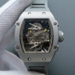 Replica Richard Mille RM027 SS Skeleton Dial Gray Inner Bezel Gray Rubber Strap 6T51