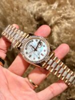 Rolex Best Replica Watch Day-Date Dial Mother Of Pearl Custom Gold Wrapped GMF 40mm - Image 3