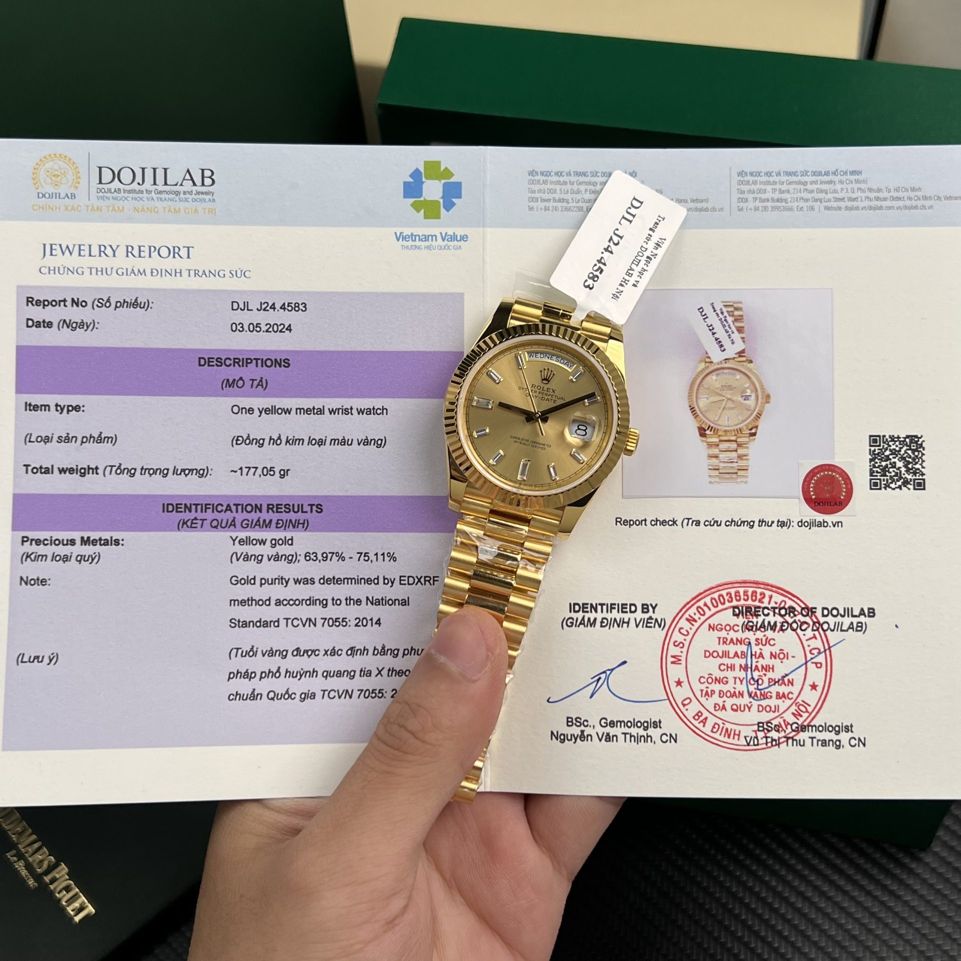 4ED5B72F-199B-C894-2FC2-7FBE1238F49D.jpg Rolex Replica Watch Day-Date Gold Wrapped Weight 177gram Champagne Dial GM Factory 40mm - Image 1